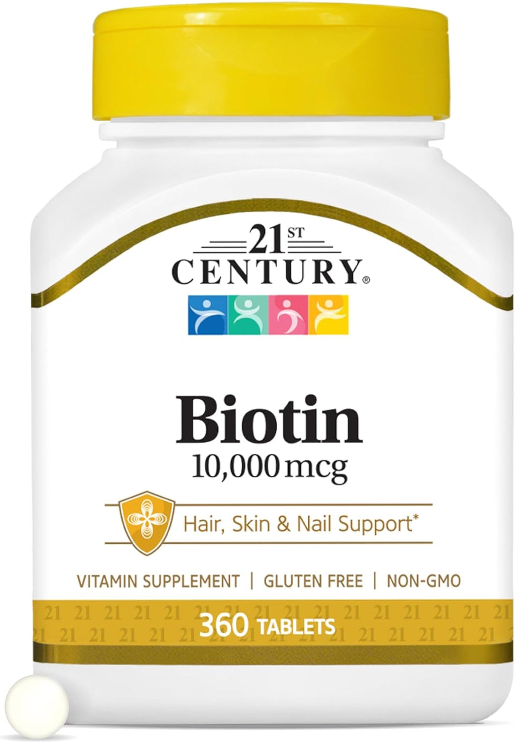 21st Century Biotina 10,000 mcg - 360 Comprimidos - Alta Potencia
