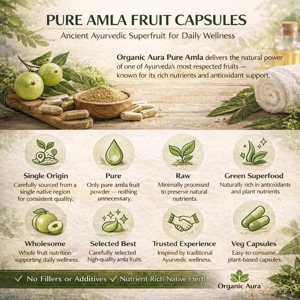 Cápsulas de Amla 1000mg - 120 Cápsulas Vegetales - Organic Aura