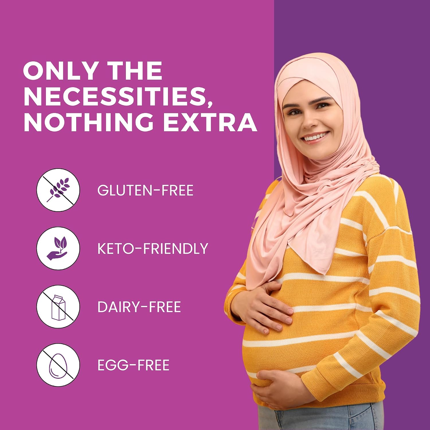 Zaytun Vitamins Vitaminas Prenatales Halal + DHA, Ácido Fólico, Hierro, Jengibre, 60 Cápsulas Blandas