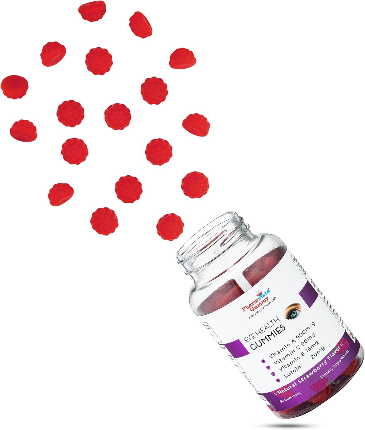 Pharmvista Gummy para la Salud Visual - Vitaminas A, C, E y Luteína - Sin Gluten, Vegano - 60 Gomitas