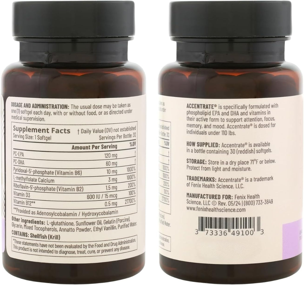 Accentrate Suplemento Cerebral Infantil | Omega-3 + Vitaminas B Metiladas