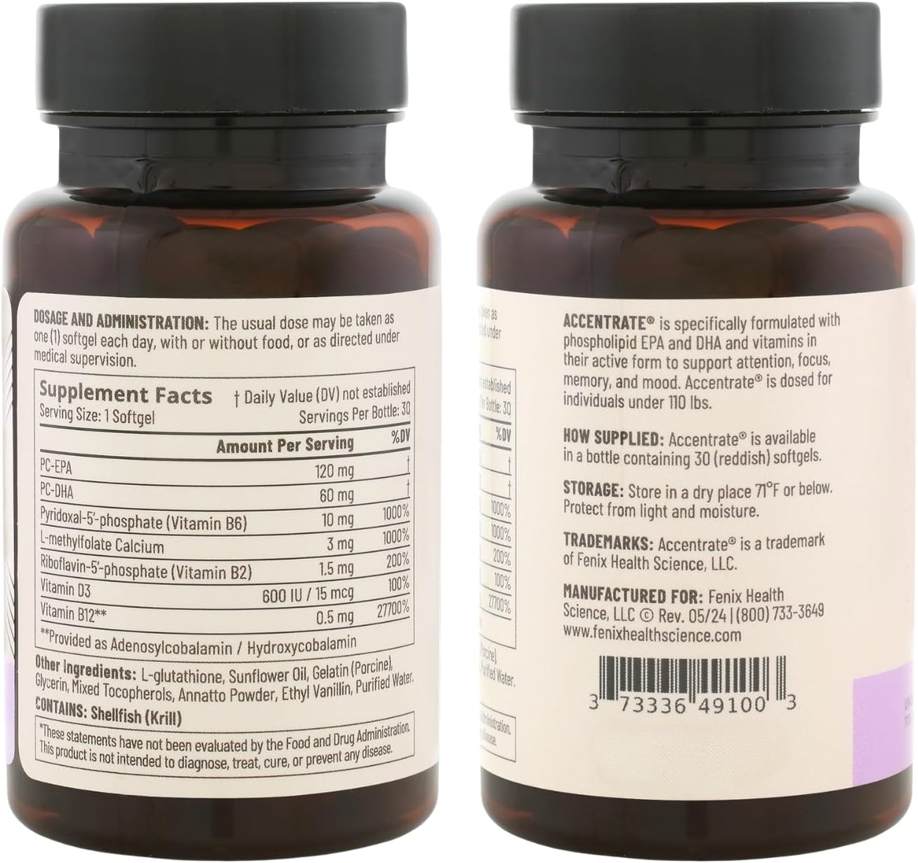 Accentrate Suplemento Cerebral Infantil | Omega-3 + Vitaminas B Metiladas