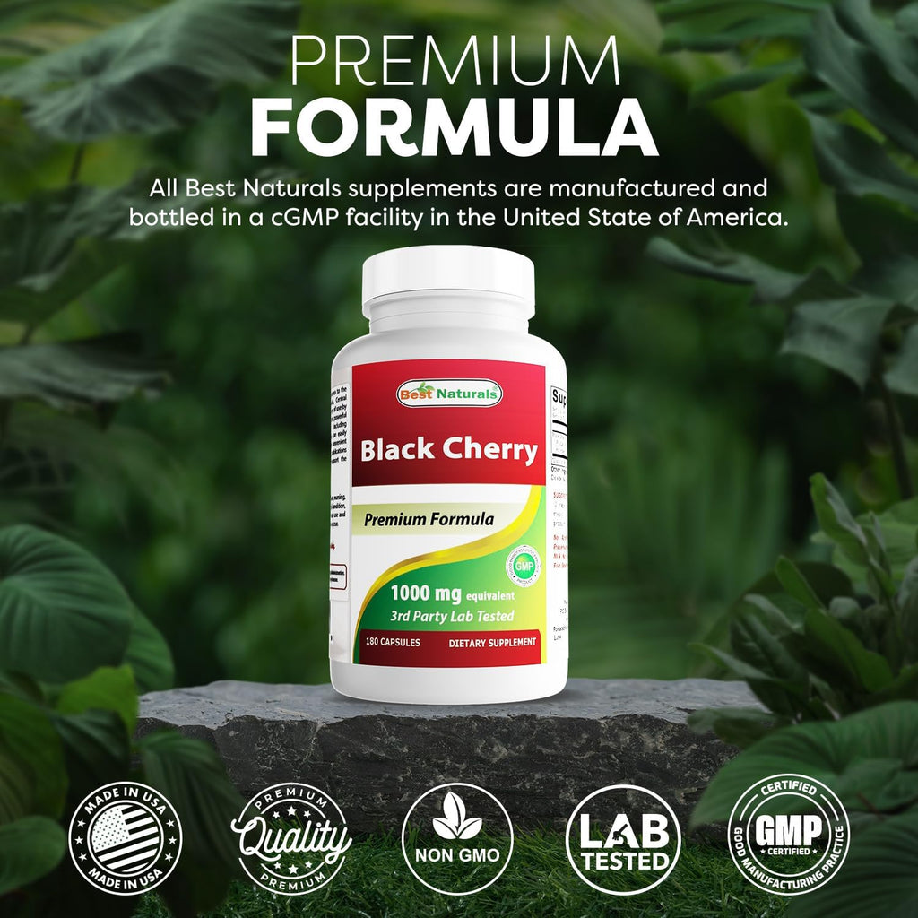 Best Naturals Black Cherry 1000 mg, 180 cápsulas