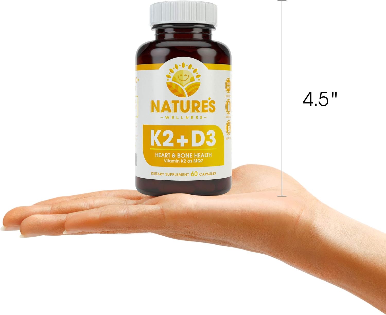 Vitamina D3 5000 UI + K2 MK-7 100 mcg, 60 cápsulas - Natures Wellness