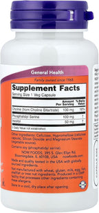 NOW Foods Fosfatidilserina 100 mg, 60 Cápsulas Veganas