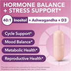 Intimate Rose Myo-Inositol y D-Chiro Inositol 40:1 con Vitamina D y Ashwagandha, 3 botes