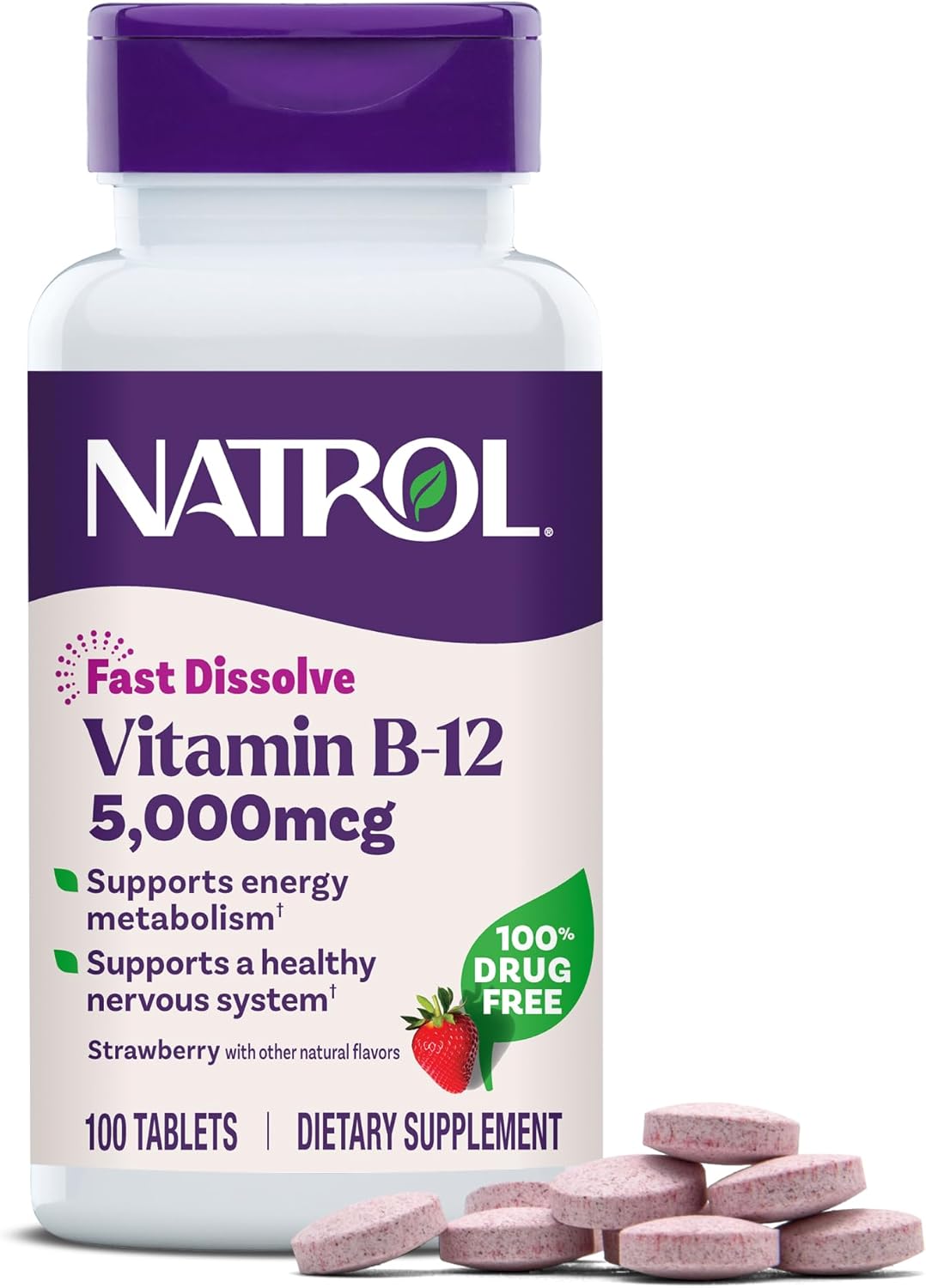 Natrol B12 5000 mcg Comprimidos de Disolución Rápida - 200 unidades