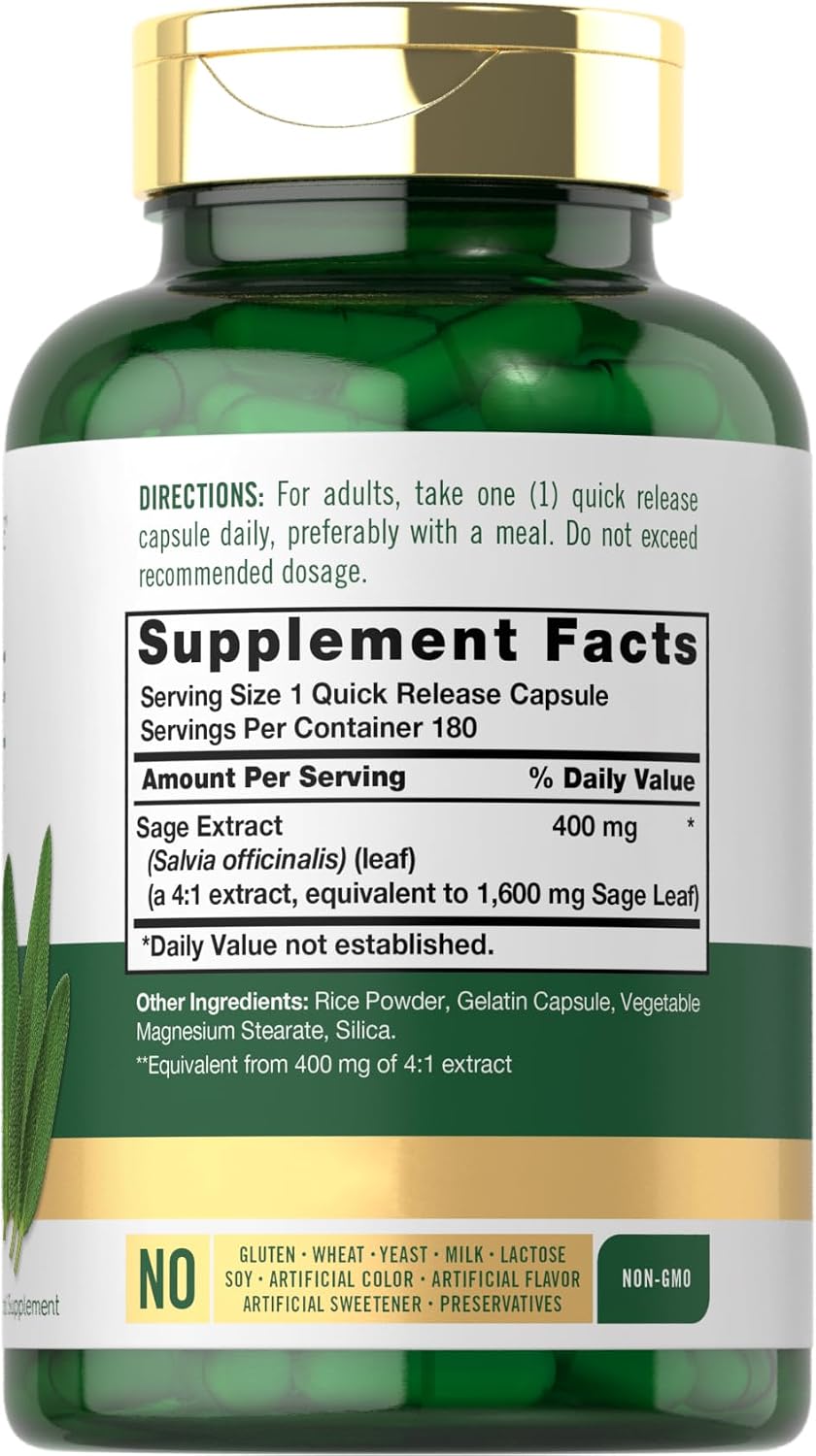 Carlyle Salvia 180 Cápsulas - Complemento Alimenticio de Alta Potencia