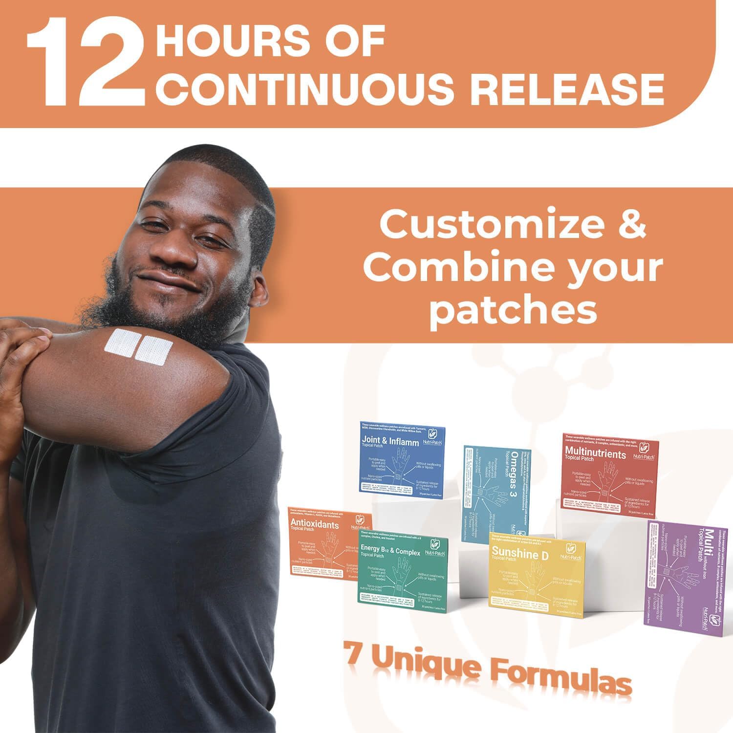 NUTRI-PATCH® Parche Antioxidante Tópico con NADH, Glutatión, Coenzima Q10 y NAC (30 parches)