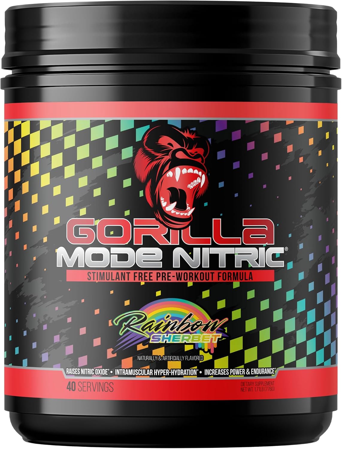 Gorilla Mode Nitric – Pre-Entreno Sin Estimulantes (784g, Tiger's Blood)