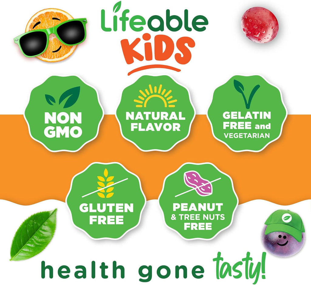 Lifeable Vitamina B12 para Niños | 1000 mcg | Gominolas de Vitamina B12 con Sabor a Frambuesa | Sin Gluten, Vegano | Apoyo para la Energía, el Estado de Ánimo y el Sistema Nervioso | 90 Gominolas