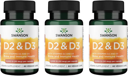 Swanson D2 & D3-2,000 IU - Complemento para la salud ósea y dental - Apoyo inmunológico - Favorece la absorción de calcio - – Image 1