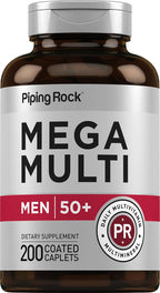 Piping Rock Multivitamínico para Hombres 50+ | 200 Comprimidos | Magnesio, Calcio, Zinc | No-GMO, Sin Gluten