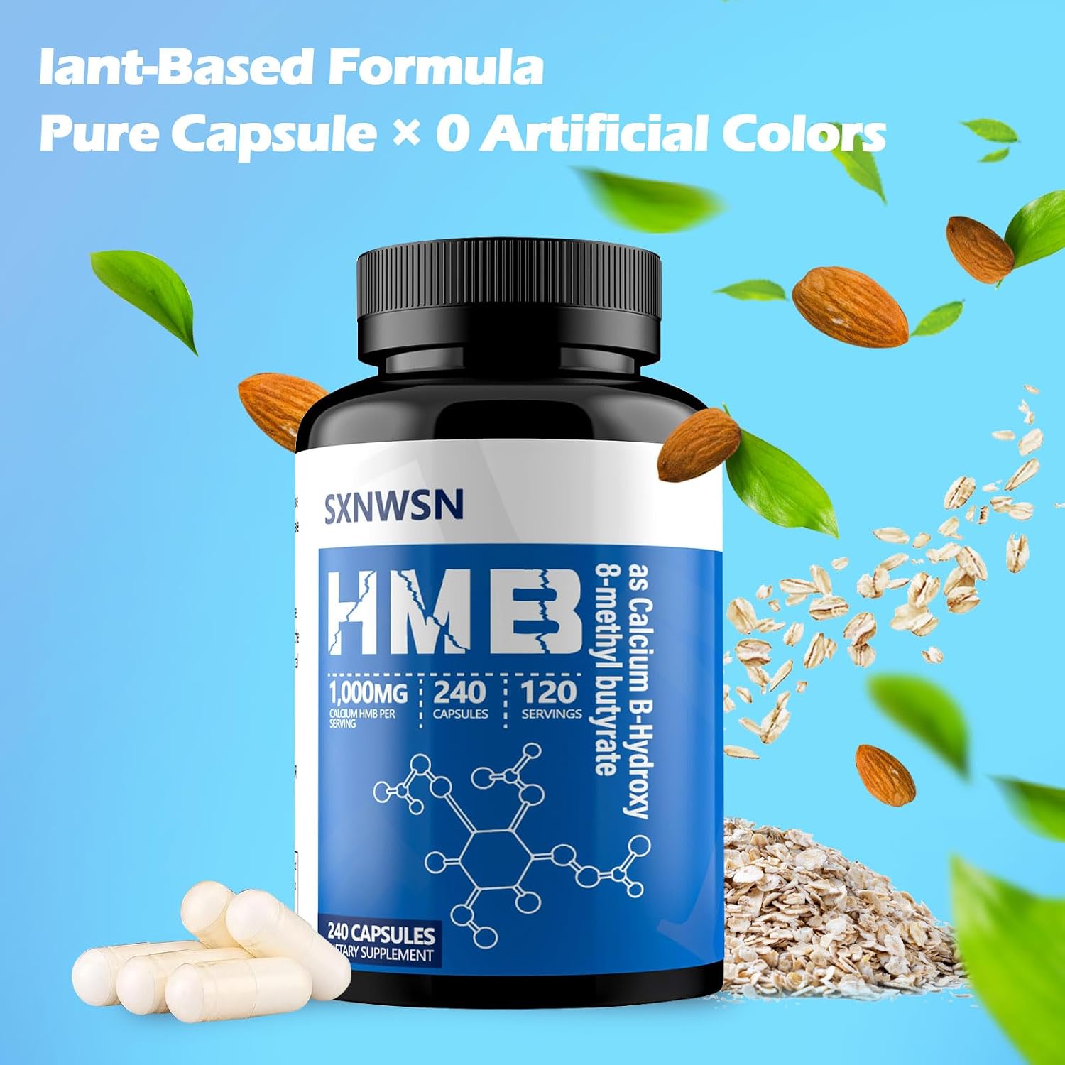 SXNWSN HMB Suplemento - 1000 mg por dosis, 240 Cápsulas