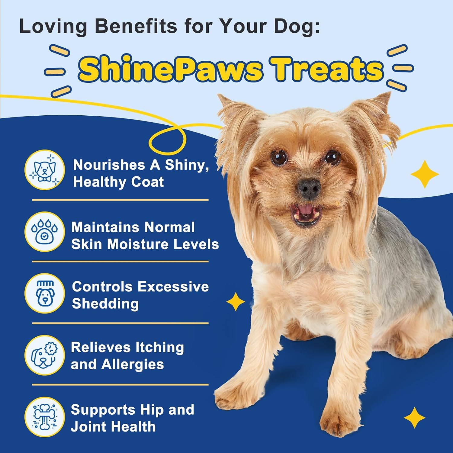 SHINEPAWS Omega 3 para Perros, Masticables de Aceite de Salmón con Omega 3 6 9 (EPA+DHA), Zinc, Biotina y Vitaminas E y C - 120 unidades, Sabor Pollo