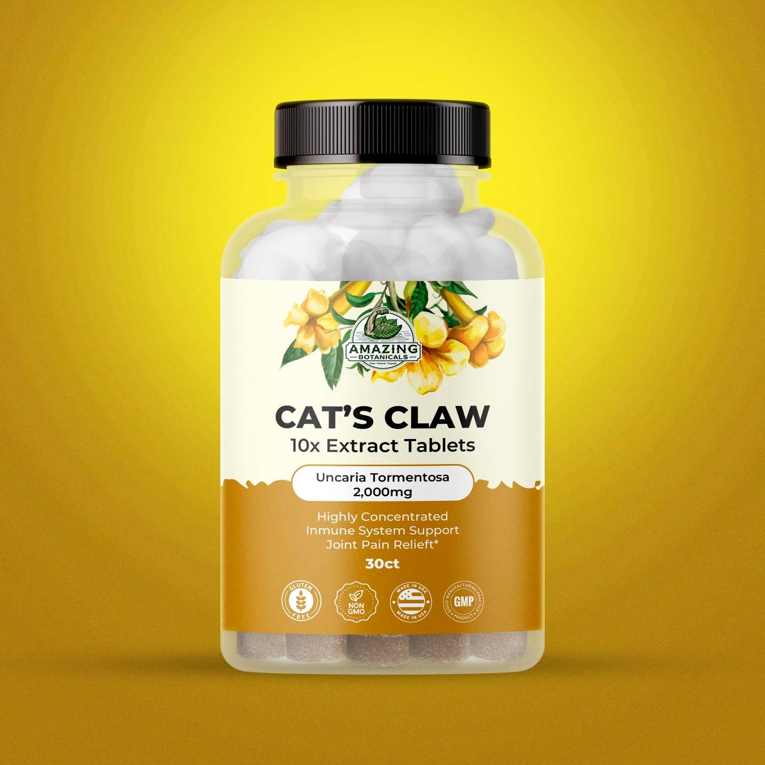 Amazing Botanicals Uña de Gato Orgánica - Extracto 10x 2000mg, 30 Comprimidos