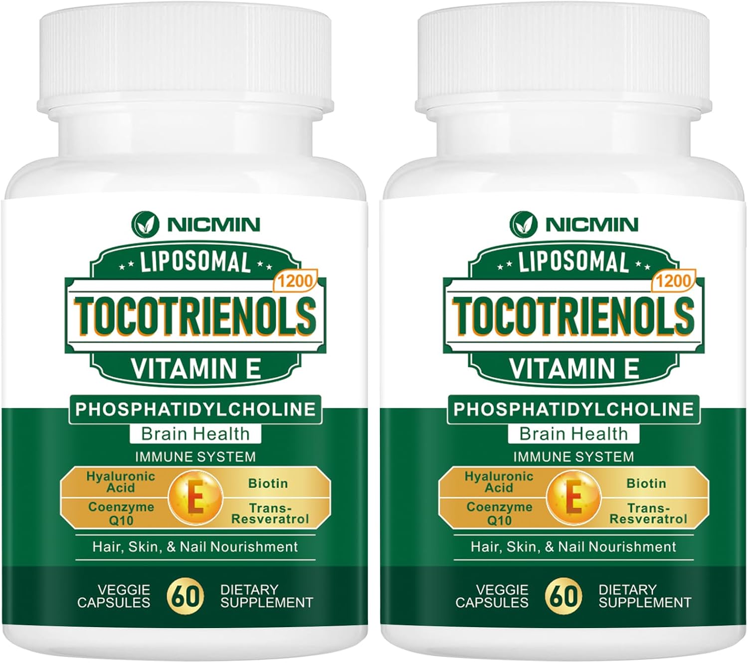Suplemento de Vitamina E Tocotrienoles Liposomales 1200 mg con Fosfatidilcolina y Coenzima Q10