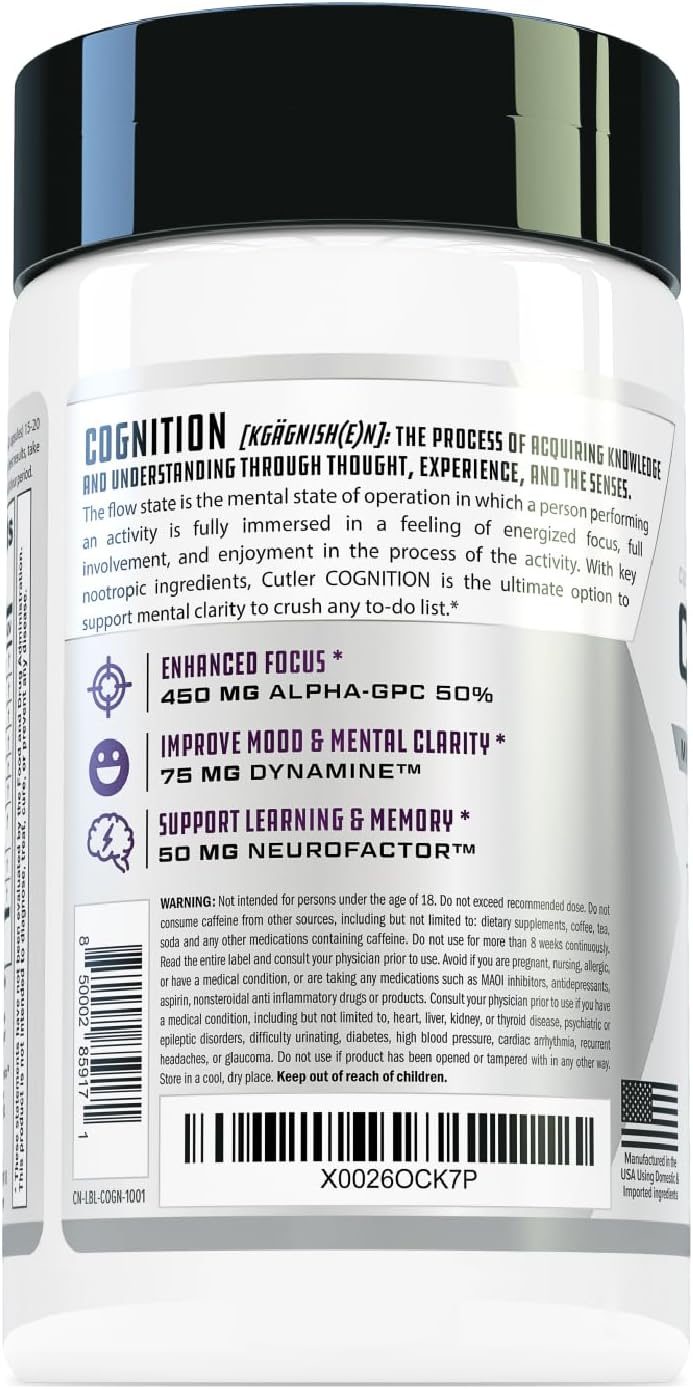 COGNITION Nootrópico de Alta Potencia para Enfoque y Claridad Mental - 60 Cápsulas