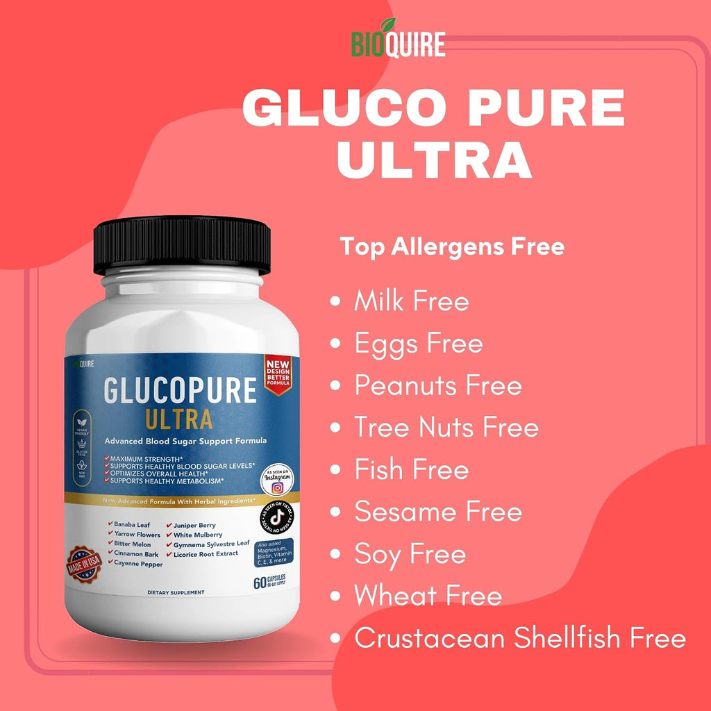 BIOQUIRE Gluco Pure Ultra - Suplemento dietético, 60 cápsulas