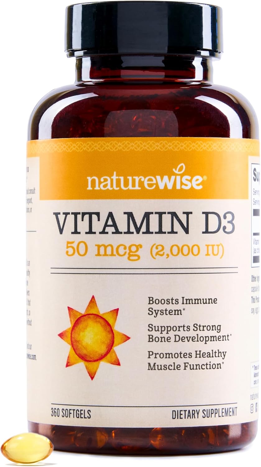 NatureWise Vitamina D3 2000 UI (50 mcg) - 360 Cápsulas blandas - Suministro para 1 año