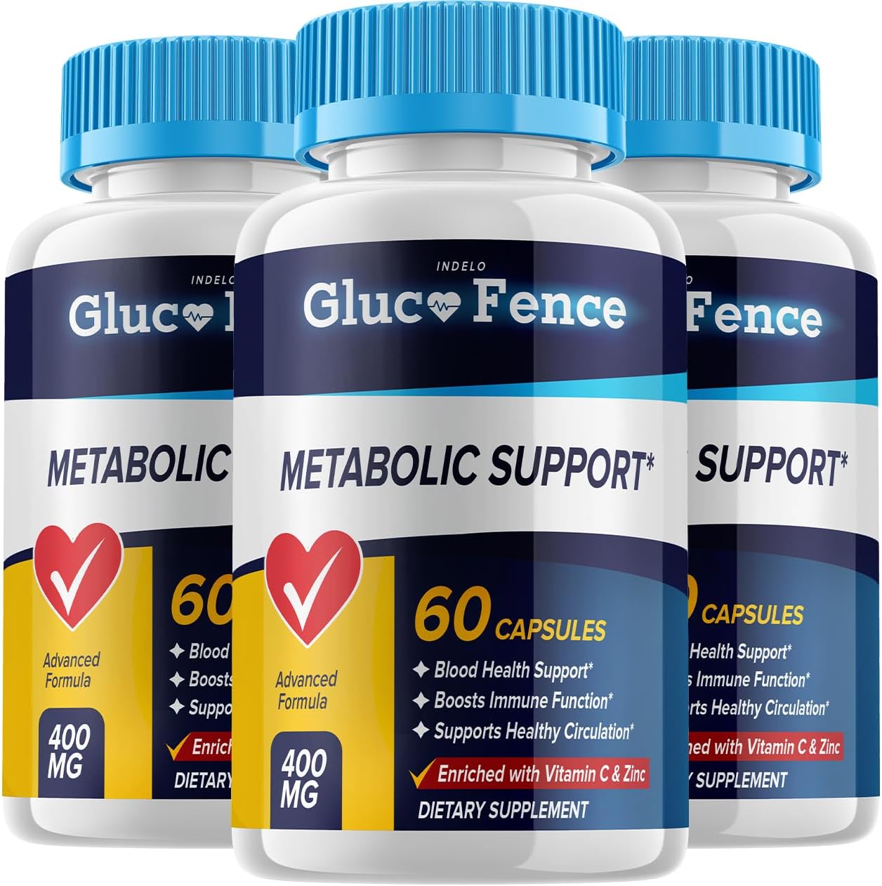 Gluco Fence Advanced Formula – Cápsulas de Apoyo Metabólico (3 Paquetes, 180 Cápsulas)