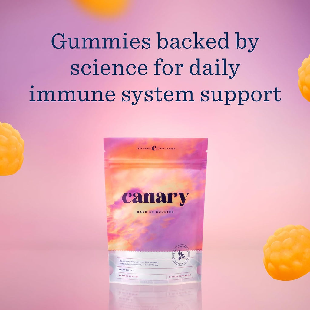 Canary Barrier Booster Vitamin A, D, K y Zinc - Gominolas Veganas Sabor Berry Banana - 60 Gominolas