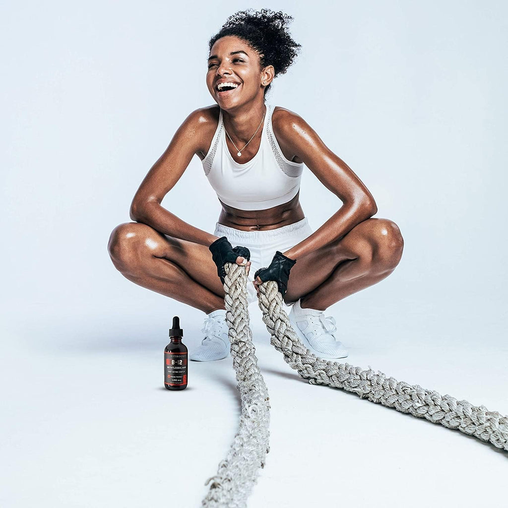 VITBOOST Gotas de Vitamina B12 Líquida Vegana – 60 dosis de 5000 mcg con Sabor a Frambuesa – Metilcobalamina Sublingual