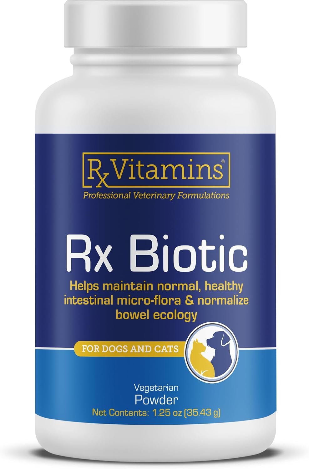 Rx Vitamins Rx Biotic - Probiótico en Polvo para Perros y Gatos - Apoyo Digestivo y Salud Intestinal - 35 g