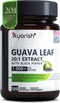 Ayorish Cápsulas de Hoja de Guayaba 1000mg 120 unidades Extracto 20:1 con Pimienta Negra