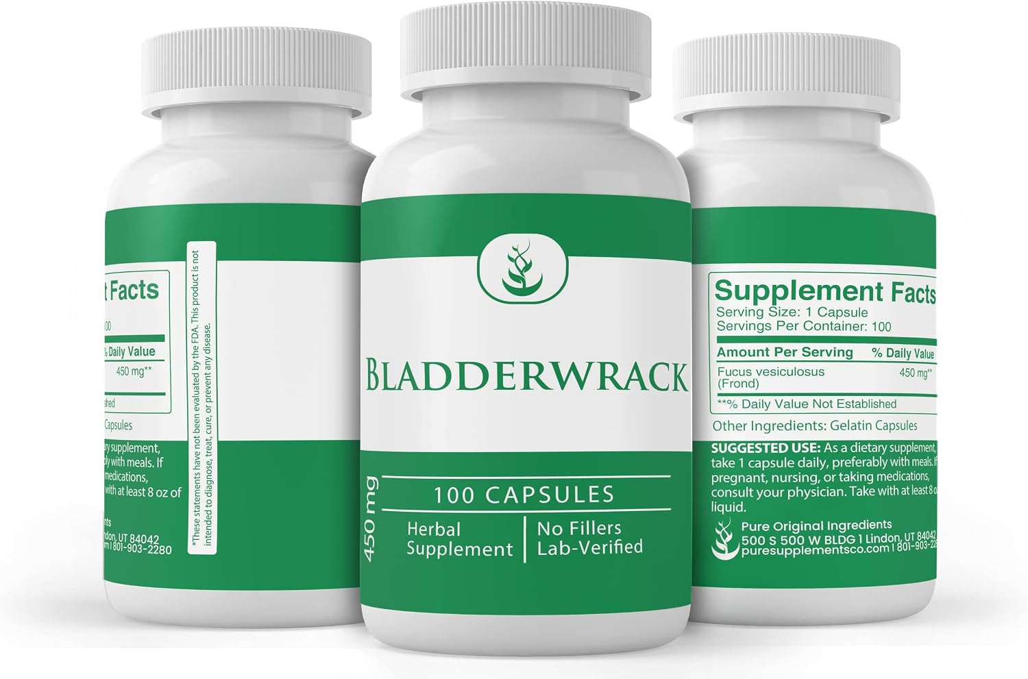PURE ORIGINAL INGREDIENTS Bladderwrack (100 Cápsulas) - Puro, Sin Aditivos