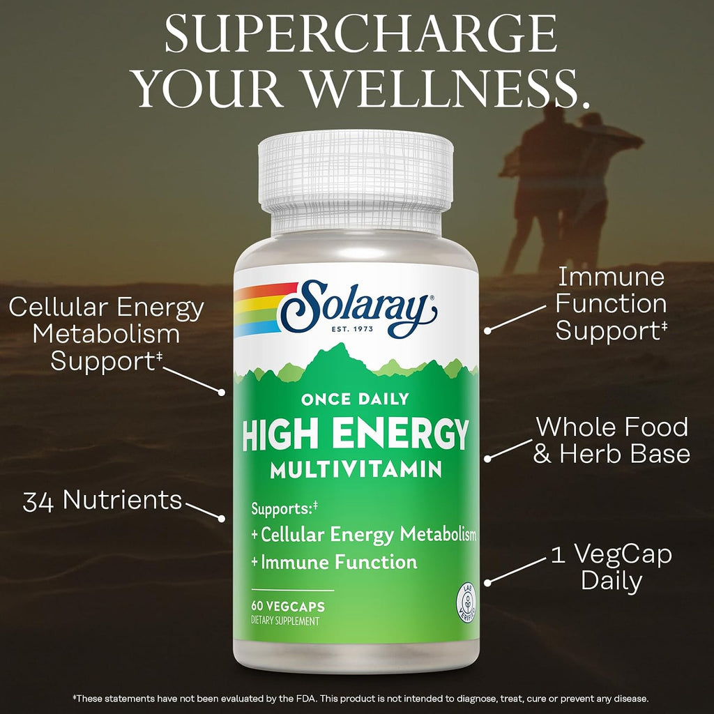 SOLARAY Multivitamínico de Alta Energía Una Vez al Día – 60 Cápsulas Veganas