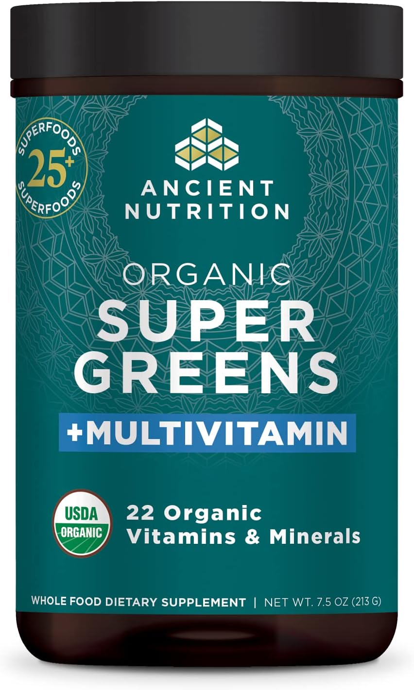 Ancient Nutrition Polvo de Vitaminas con Supergreens Orgánico - 25 Servicios