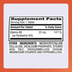 Tabletas de vitamina B-6 Rugby - 25 mg de vitamina B6 - 100 comprimidos