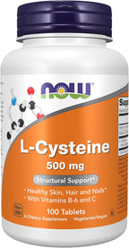 NOW Foods - L-Cysteine ​​500 mg with B-6 and C Vitamins, 100 Tablets