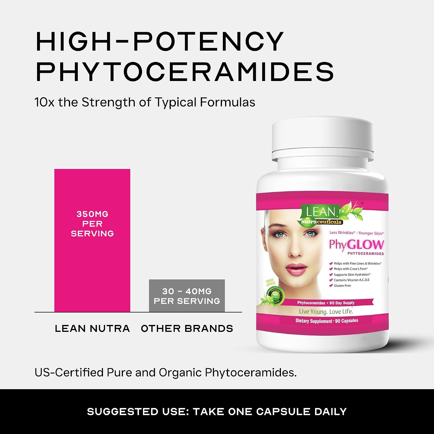 Phytoceramides for Skin Care with Vitamins A, C, D, E - 90 Capsules