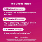 OLLY Gominolas para Cabello, Piel y Uñas - Biotina 2500μg, Keratina y Vitamina C - Sabor a Pomelo - 60 unidades