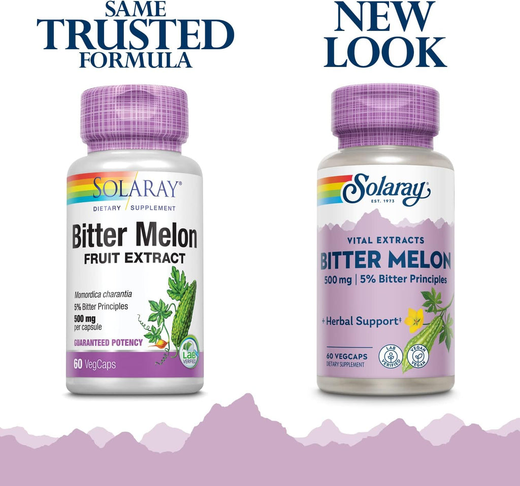 SOLARAY Extracto de Melón Amargo 500mg con 5% de Principios Amargos - 60 Cápsulas Vegetales