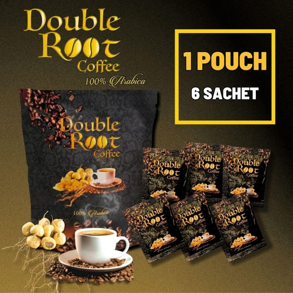 Double Root Coffee Arabica Cafe Energy Support - 3 Paquetes (6 Sobres/Paquete)