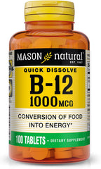 MASON NATURAL Vitamina B12 1000 mcg Comprimidos de Disolución Rápida, 200 Comprimidos