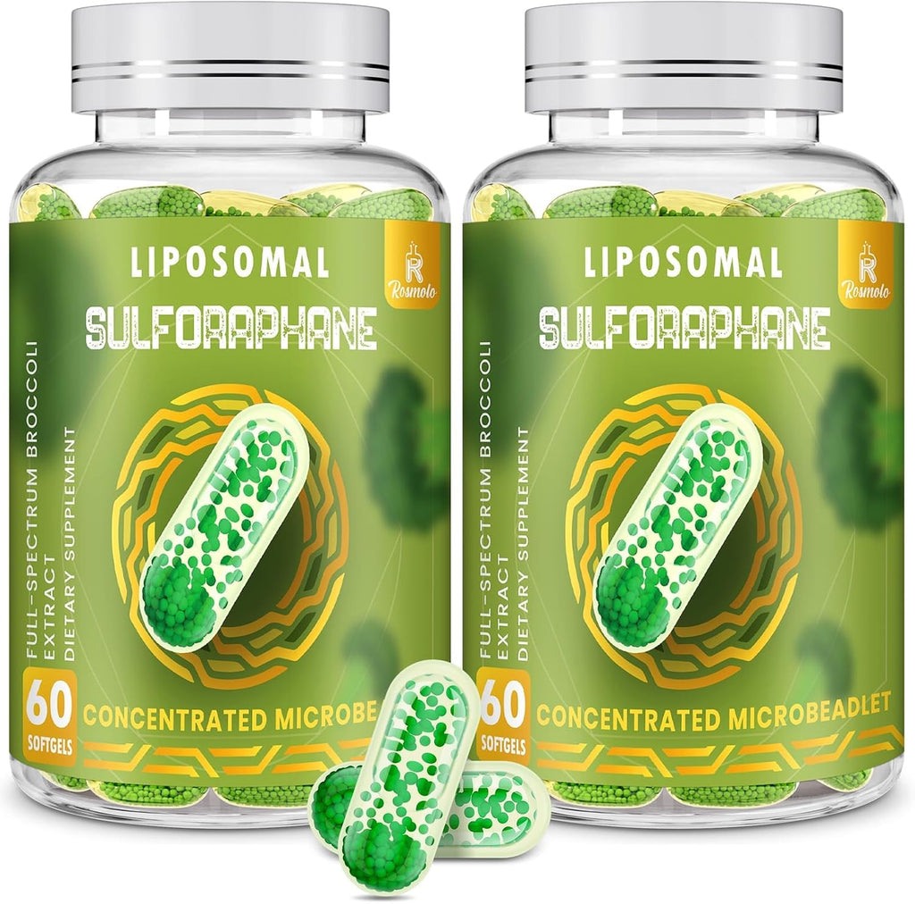 800 MG Sulforafano Liposomal, Sistema de Doble Liberación para Máxima Absorción y Potencia, Extracto de Brócoli de Espectro Completo, Antioxidante y Apoyo Hepático, 120 Cápsulas Blandas