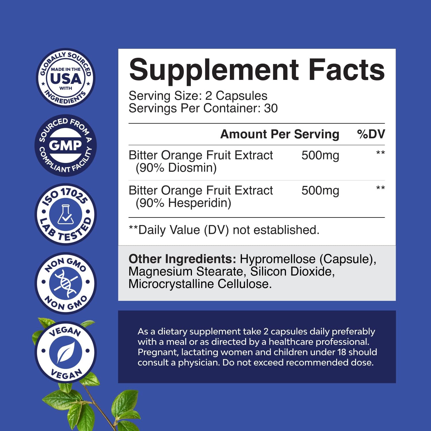 Complejo de Diosmina y Hesperidina 1000 mg | Apoyo para Piernas y Venas | 60 Cápsulas