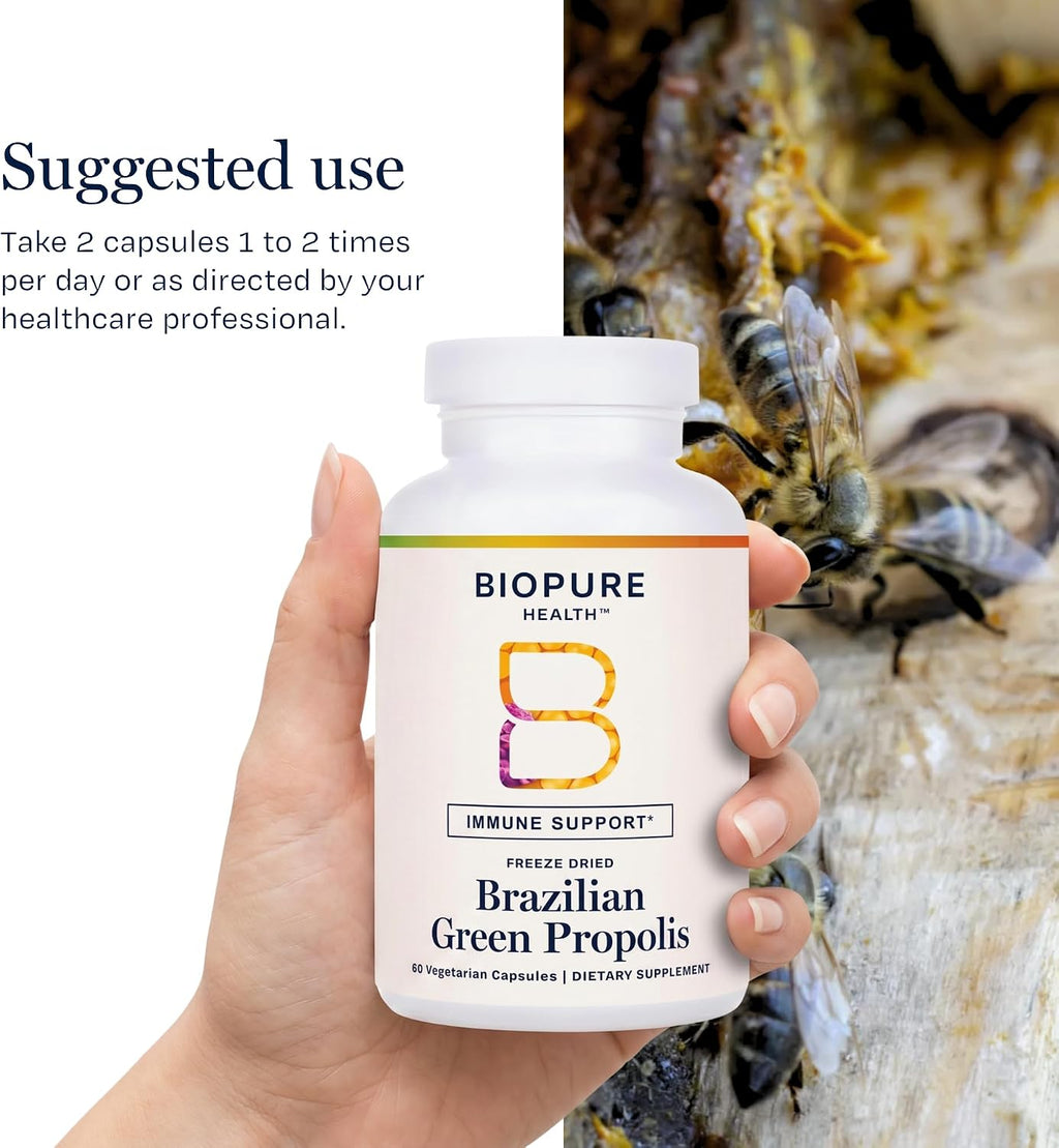 BioPure Propóleo Brasileño Verde – Extracto Puro Liofilizado – 60 Cápsulas