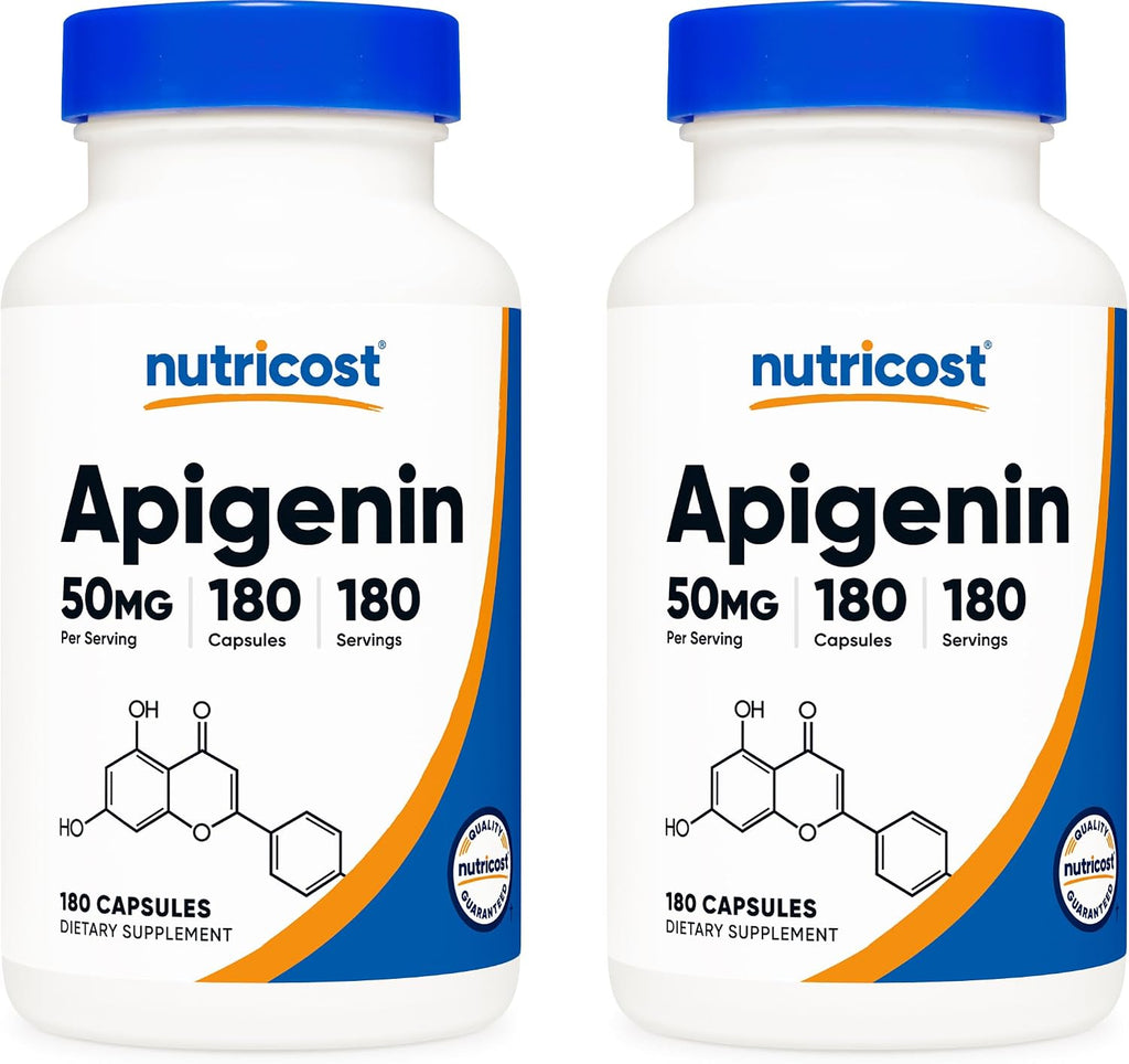 Apigenina 50 mg, 180 Cápsulas - Vegano, Sin Gluten, No Transgénico - Nutricost