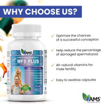 America Medic & Science MFS Plus Suplemento de Fertilidad para Hombres (120 Cápsulas) - Potenciador de Esperma, Apoya Motilidad, Vitaminas Preconcepción con Zinc, CoQ10
