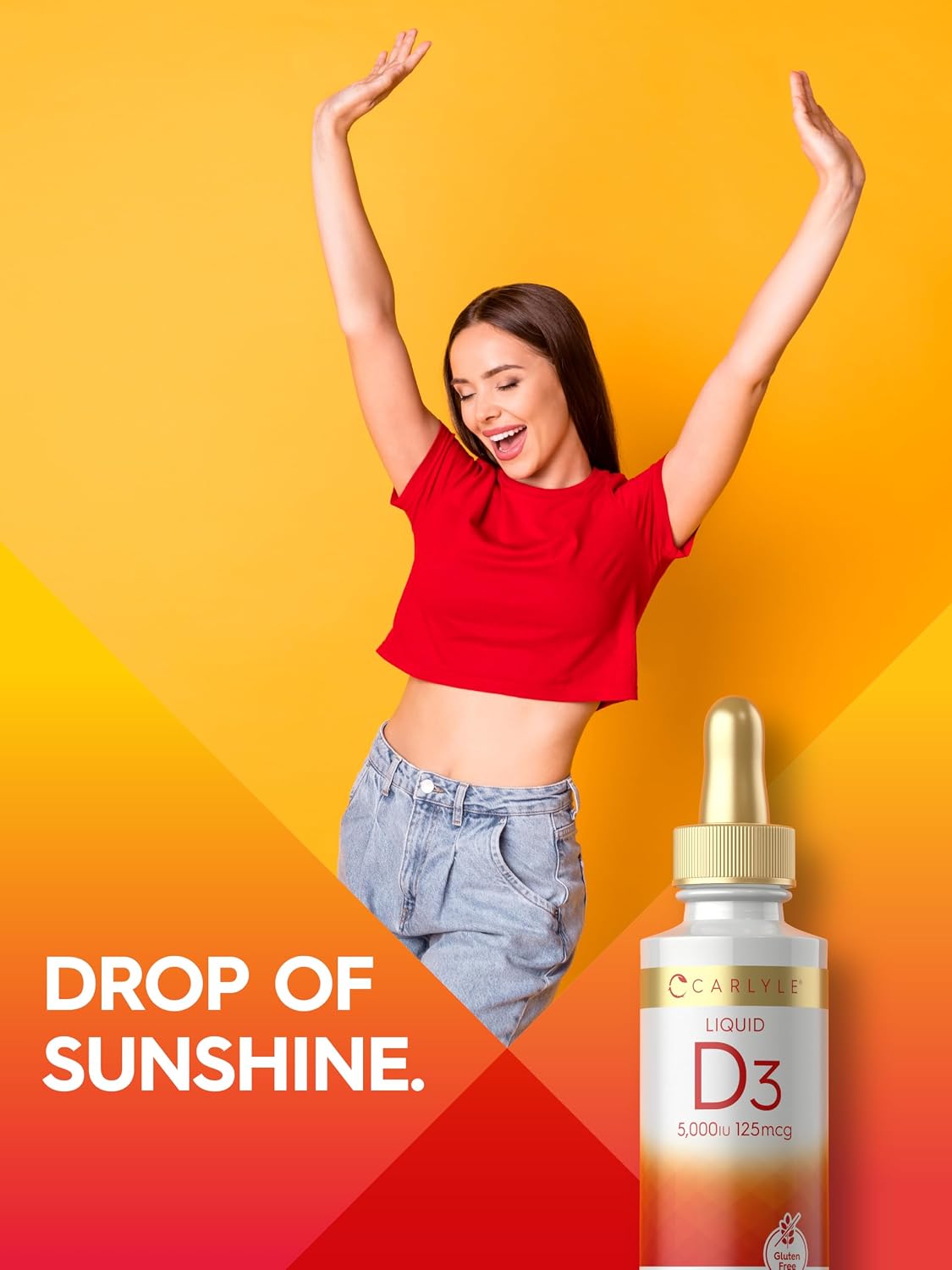 Carlyle Vitamina D3 Líquida en Gotas | 5000 IU (125 mcg) | 2 oz | Complemento Alimenticio para Adultos | Vegetariano, No GMO, Sin Gluten
