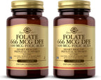 Solgar Folato 666 mcg DFE (Ácido Fólico 400 mcg) - 250 Comprimidos, Pack de 2
