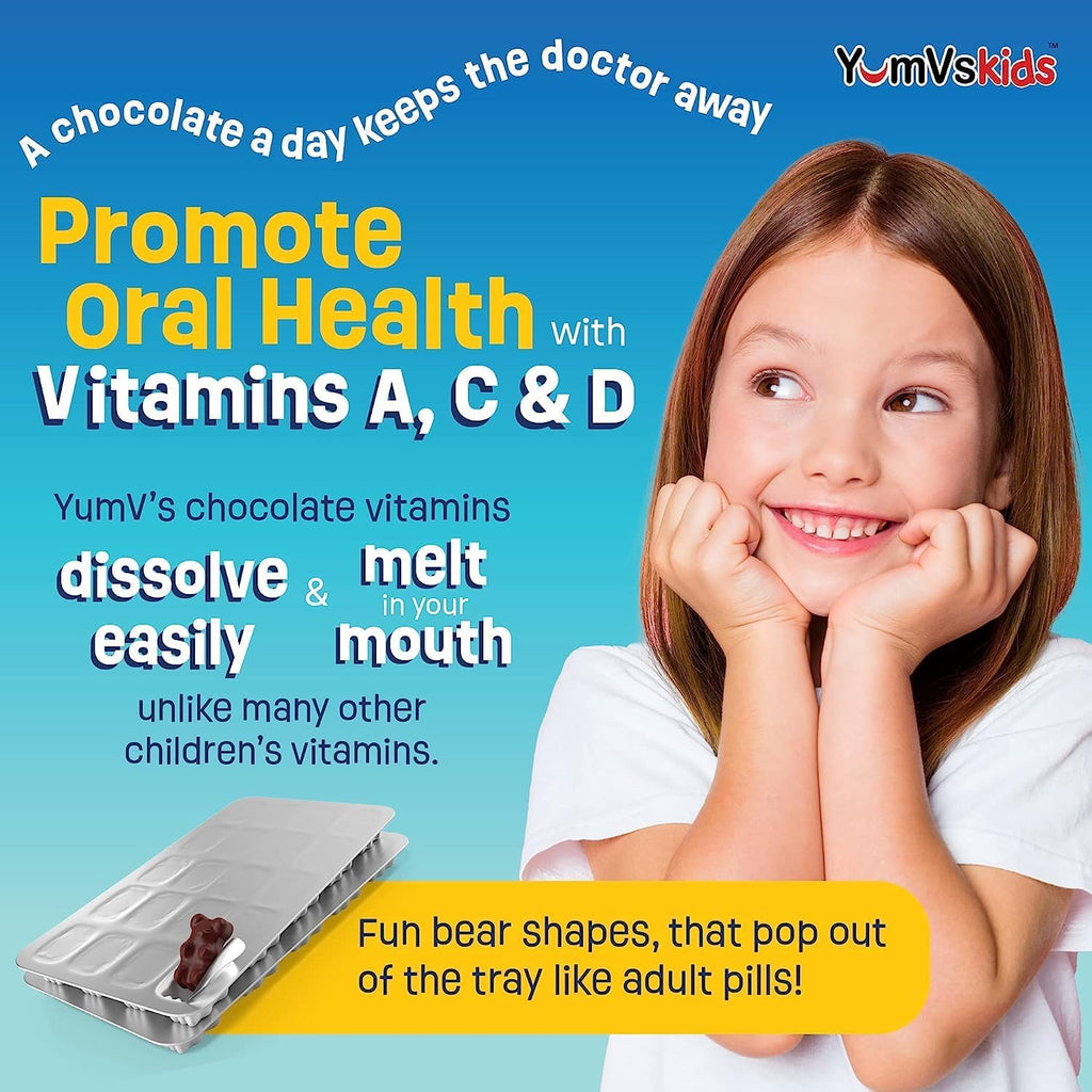 YUM-V'S - Multivitamínico infantil ositos de chocolate masticables - 60 unidades (paquete de 2)