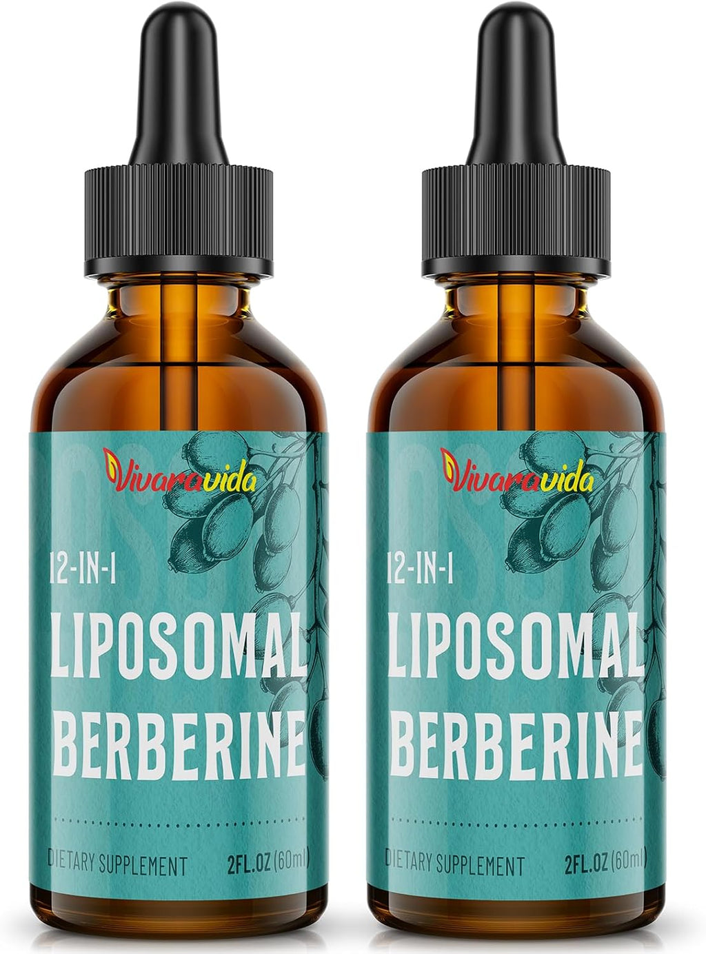 Berberine HCl 3000 mg - Berberina Liposomal con Cúrcuma, Canela de Ceilán y 12 Ingredientes Naturales - 118 ml