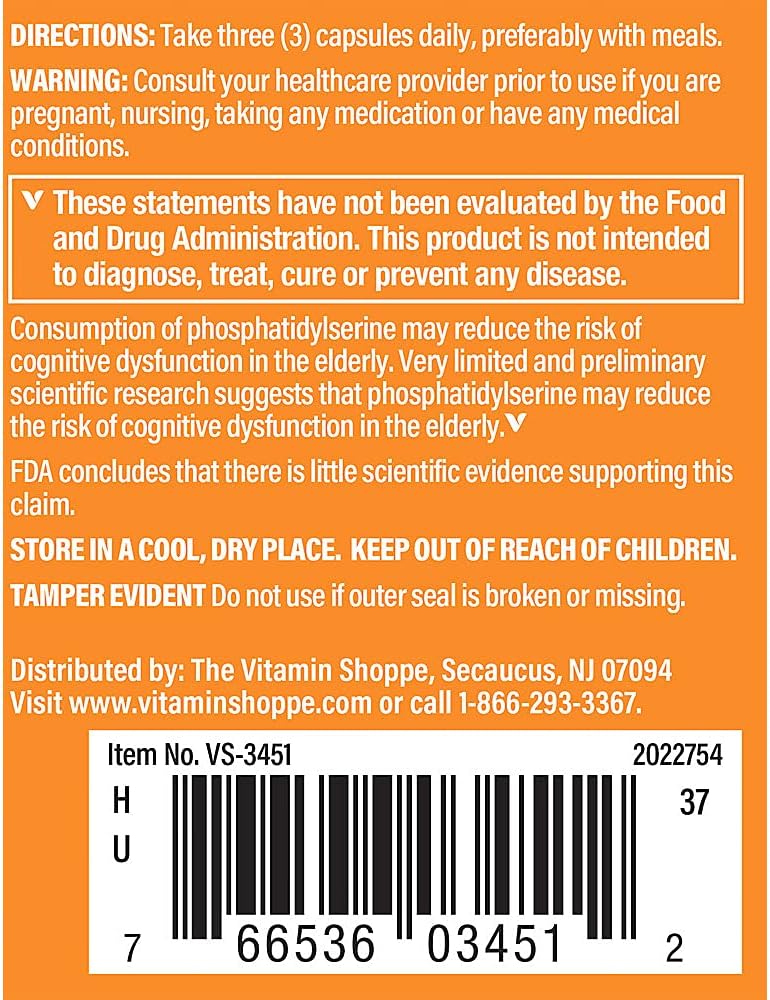 The Vitamin Shoppe Brain Sharp con Acetil-L-carnitina y Fosfatidilserina (90 Cápsulas)