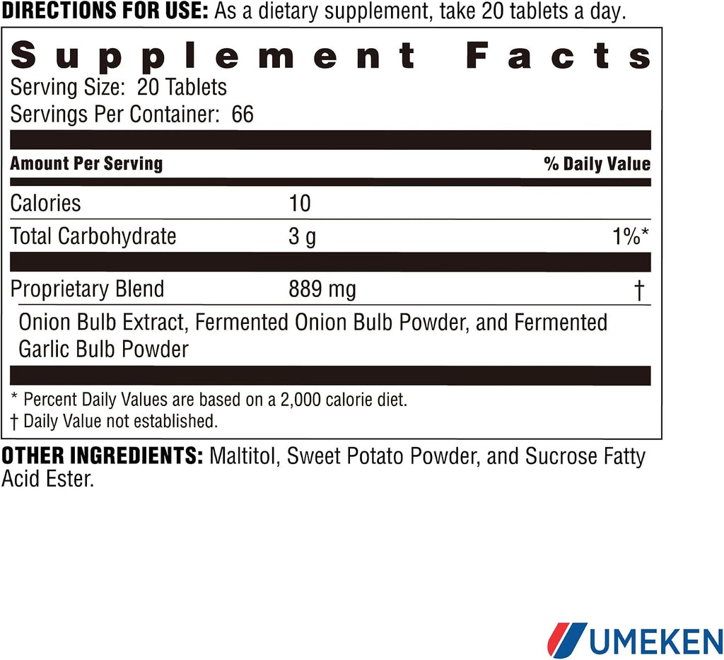 Umeken Cebolla Negra Fermentada - Concentrado con Quercetina y Antioxidantes, 1333 Comprimidos (2 Paquetes)